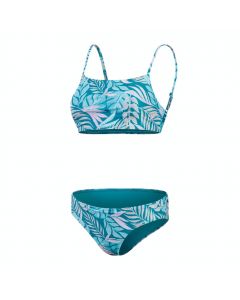Speedo -Bikini mit dünnen Trägern Zweiteiler Damen -petrol-Blattmuster-36
