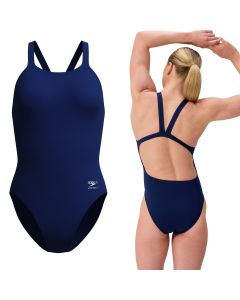 Navyblauer Speedo Trainingsbadeanzug mit Endurance+ Technologie.