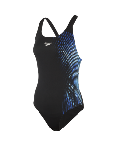 speedo badeanzug damen powerback schwarz blau