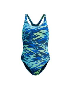 Speedo Hyperboom Medalist Badeanzug Damen navy mit Print – Frontansicht