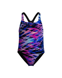 Speedo Hyperboom Medalist Badeanzug Mädchen pink mit Print – Frontansicht