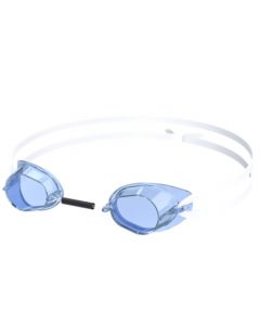 Speedo Schwedenbrille Blau/Klar – Komplettansicht mit Kopfband