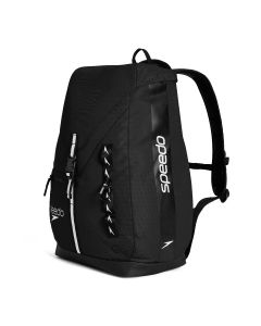 Speedo Schwimmrucksack schräg, robuster und wasserdichter Boden sichtbar.